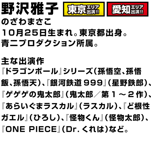 10月25日生まれ。東京都出身。青二プロダクション所属。劇団ムーンライト主宰。