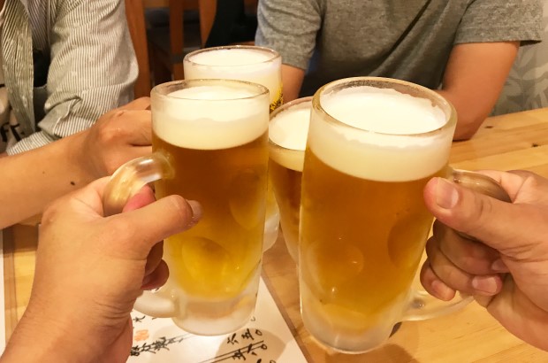 走った後はビールで乾杯